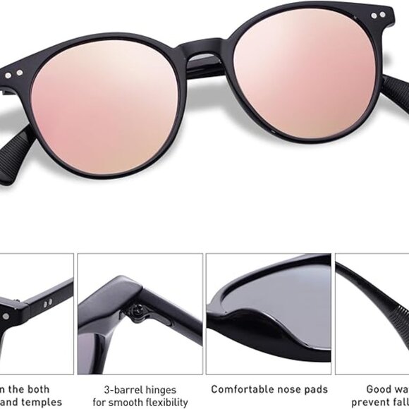 Small Round Classic Polarized Sunglasses for Women Men Vintage Style main image 4